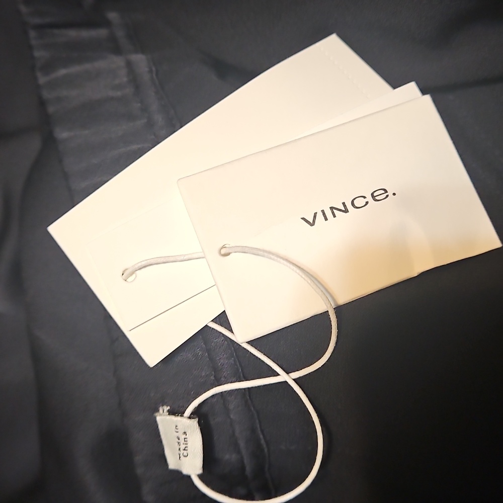 Vince Sidestripe Satin Low-Rise Wide-Leg Black Pants-NWT - Picture 10 of 11